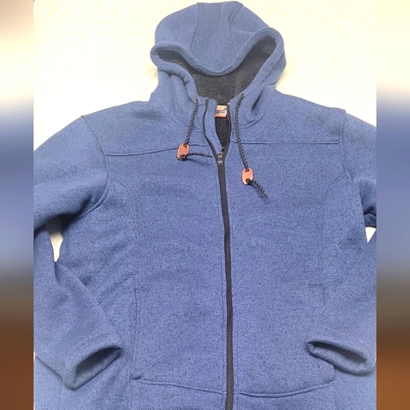 Free Country Shirts Large Blue Mens Free Country Osprey Sweater Knit Fleece Jacket Hoodie